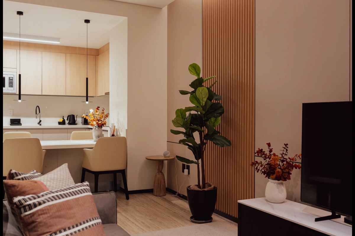 interior de departamento Deluxe de dos recámaras con balcón en Polanco