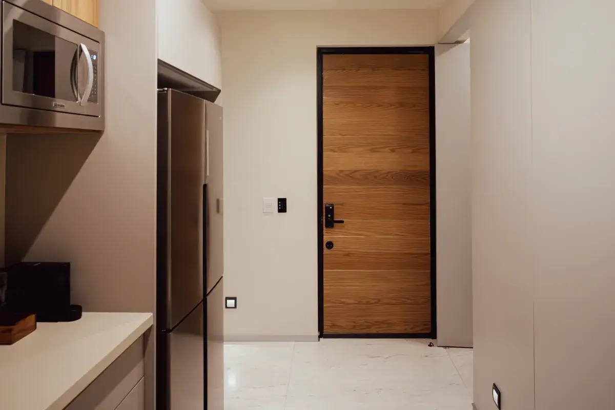 Living and dining area of an apartment with an interior terrace available for rent in Polanco